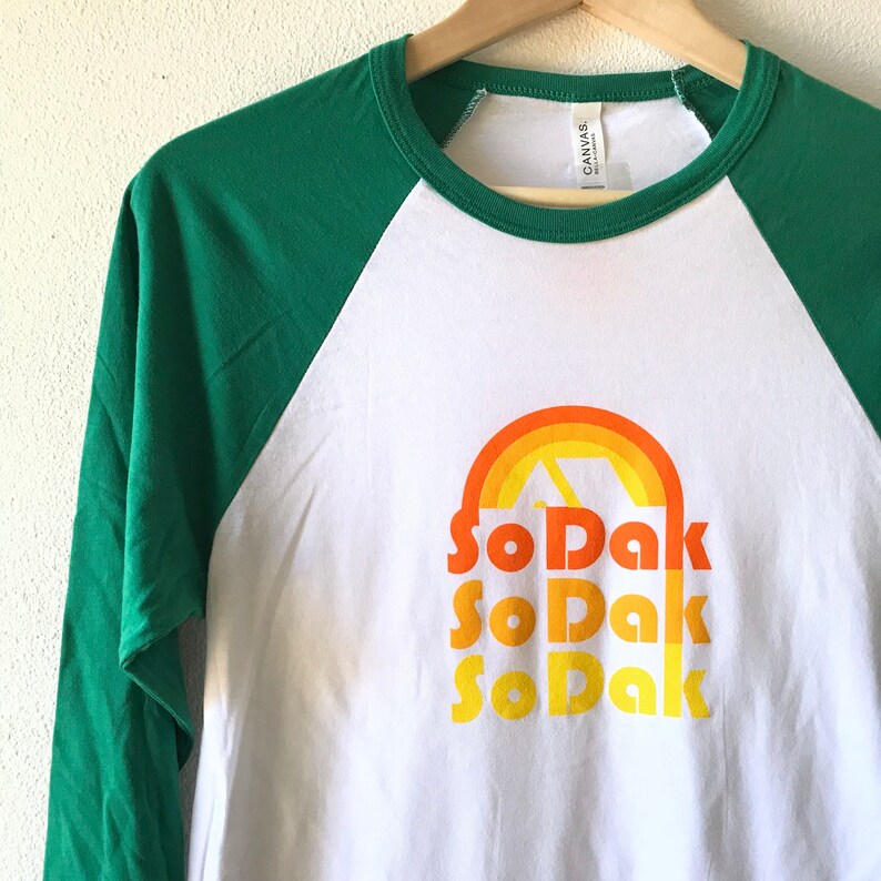 Sodak Raglan Baseball Tee Unisex South Dakota Green & White Etsy