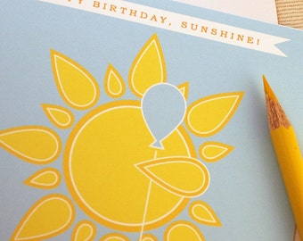 Birthday Card - Happy Birthday Sunshine Greeting Card by Oh Geez Design