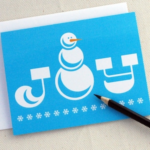 Joyful Snowman Christmas Card - Tarjeta de felicitación navideña por Oh Geez Design