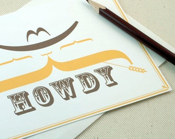 Mustache Card - Howdy Greeting Card by Oh Geez Design