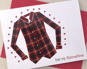 Valentines Day Card - Be My Flanneltine Valentines Cards for Her - Flannel Shirt Valentine Card for Wife, Girlfriend