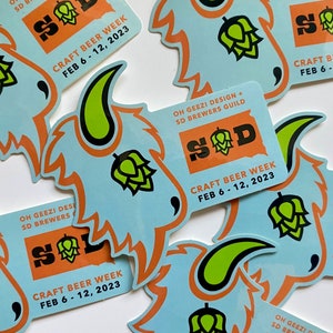 South Dakota Craft Beer Week Sticker - Hop en hoorns Sticker door Oh Geez! Design en SD Brewers Guild - Buffalo Sticker - Bier Hop Sticker