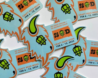 South Dakota Craft Beer Week Sticker - Hops and Horns Sticker by Oh Geez! Design and SD Brewers Guild - Buffalo Sticker - Beer Hops Sticker