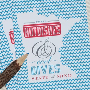 Minnesota Postkarten - Minnesota State of Mind Hotdishes & Cool Dives Postkarten - von Oh Geez Design