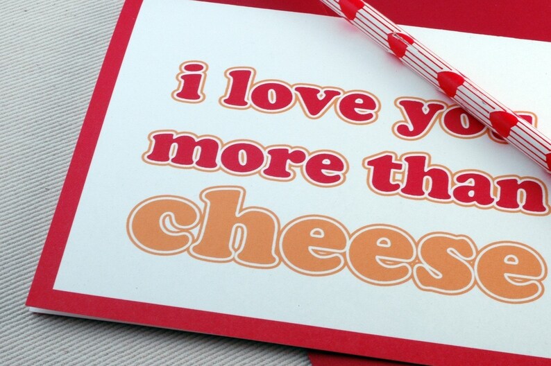 Anniversary Card I Love You More Than Cheese Card Greeting Card by Oh Geez Design image 1