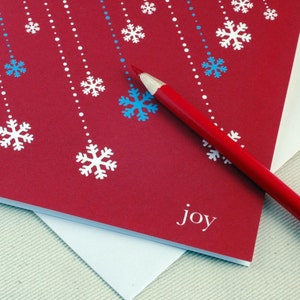 Christmas Card Set Joy & Snowflakes Holiday Cards Set of 4 by Oh Geez Design image 3