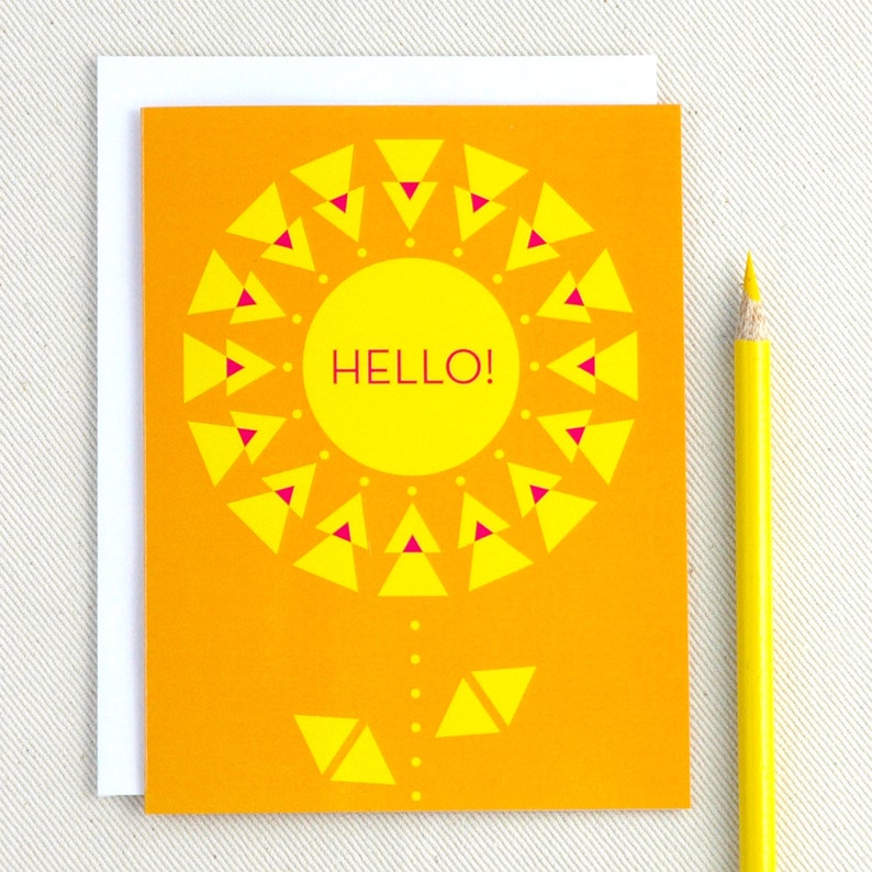 Sunny Day Thinking of You Card Sunshine Geometric Square Any Occasion Greeting Card image 4