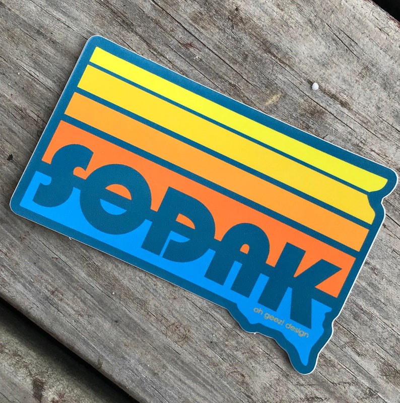 Sodak sunset teal blue sticker retro south dakota sunset etsy