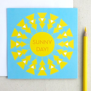 Sunny Day Thinking of You Card Sunshine Geometric Square Any Occasion Greeting Card image 1