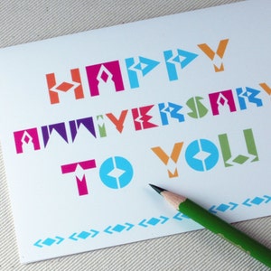 Cartão de aniversário - Cartão de feliz aniversário para você - Cartão de aniversário de casamento moderno em neon - Cartão para marido por Oh Geez Design
