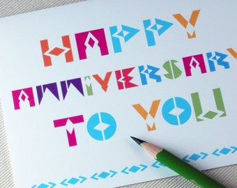 Neon Anniversary Card: Modern Geometric Design