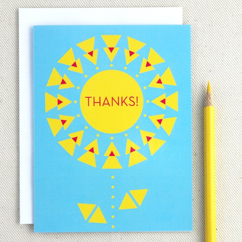 Thank You Card Thanks Modern Bold Geometric Flower Greeting Card image 1