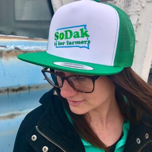 SoDak is for Farmers Brown Trucker Cap SoDak South Dakota is for Farmers Retro Fitted Baseball Hat EmbroideredFarming Cap Oh Geez Design image 8