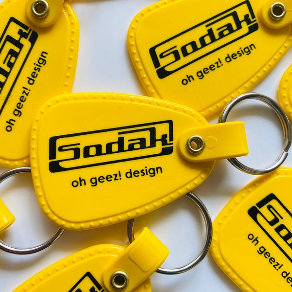 SoDak Classic Keychain - Retro South Dakota Classic Car Key Tag by Oh Geez! Design - SoDak Yellow and Black Retro Design Saddle Keychain