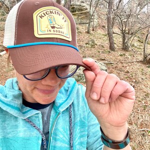 Kickin It in SoDak Snapback Rope Hat by Oh Geez Design South Dakota Western Patch Trucker Hat Brown Retro SoDak Cowboy Boot Rope Hat image 6