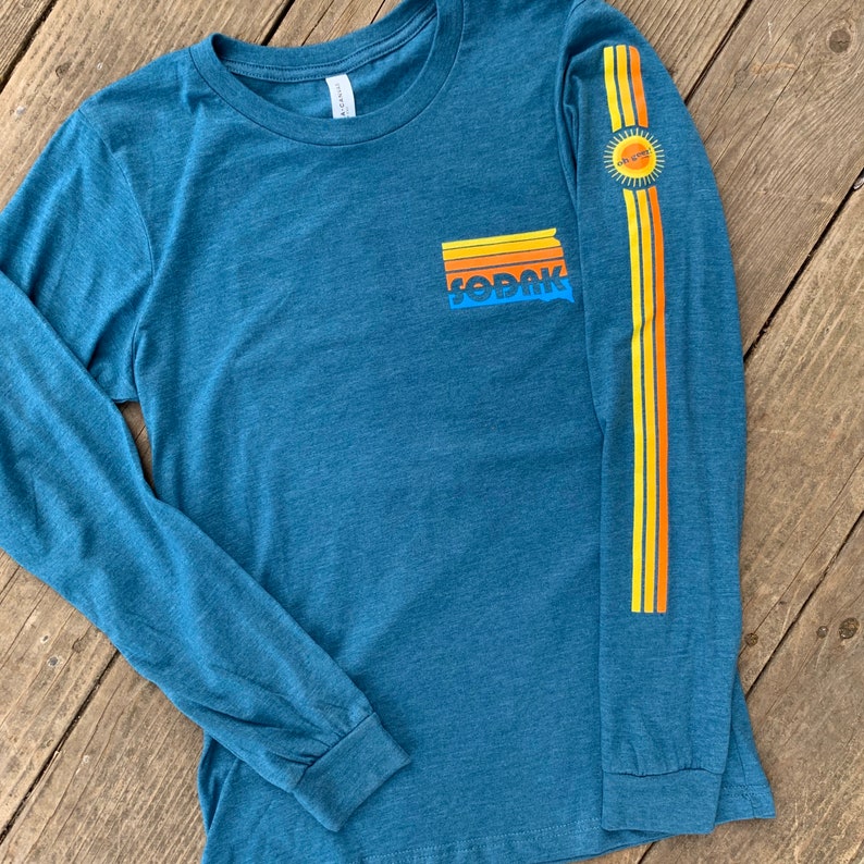 Sodak Sunset Heather Teal Long Sleeve Tshirt Unisex With - Etsy