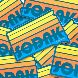 SoDak Sunset Teal Blue Sticker - Retro South Dakota Sunset Turquoise Decal - South Dakota Decal Bumper Sticker SoDak Sticker Oh Geez Design