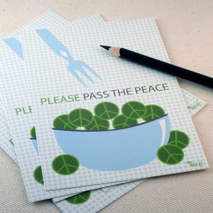 Postcard Set Pass the Peace by Oh Geez Design Set of Five Peace Postcards image 2