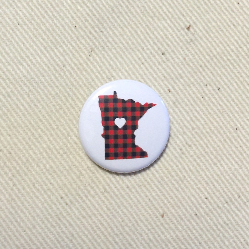 Minnesota Pin Minnesota Love Flannel Pinback Button by Oh Etsy