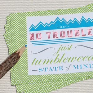 Wyoming Postcards -State of Mind Postcard Set -No Troubles Just Tumbleweeds par Oh Geez Design