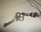 Yale 1927 key necklace ,925 chain,  Steampunk assemblage Pendant