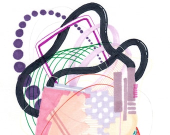 Abstract Drawing on Paper by Jaime Derringer - 6" x 9"