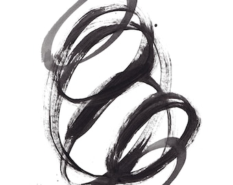 Abstract Painting Cycles 006 - Minimalist Black and White Art on Paper
