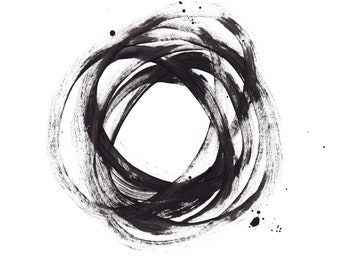 Abstract Painting Cycles 008 - Minimalist Black and White Art on Paper