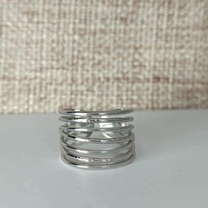 Flertrådig ring, silverfärgad, justerbar, rostfritt stål