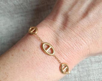 Damesarmband, goudkleurig gaas van roestvrij staal