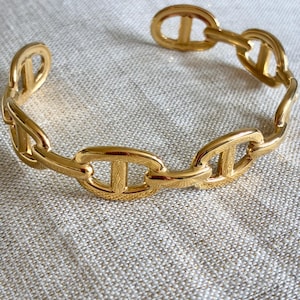 Pulsera de cadena de ancla, malla marina color dorado, acero inoxidable