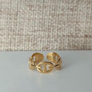 Bague maille marine, couleur or, ajustable, acier inoxydable