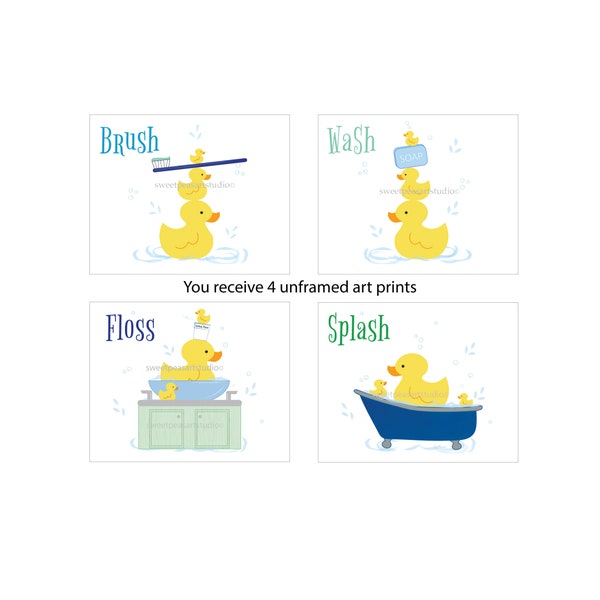 Rubber Duck Bathroom,ducky wall art prints for bath rules shower decor