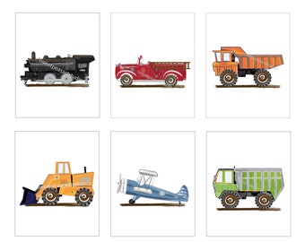 Transportation art prints, Vintage Retro Style Room Wall Decor, Boys Art