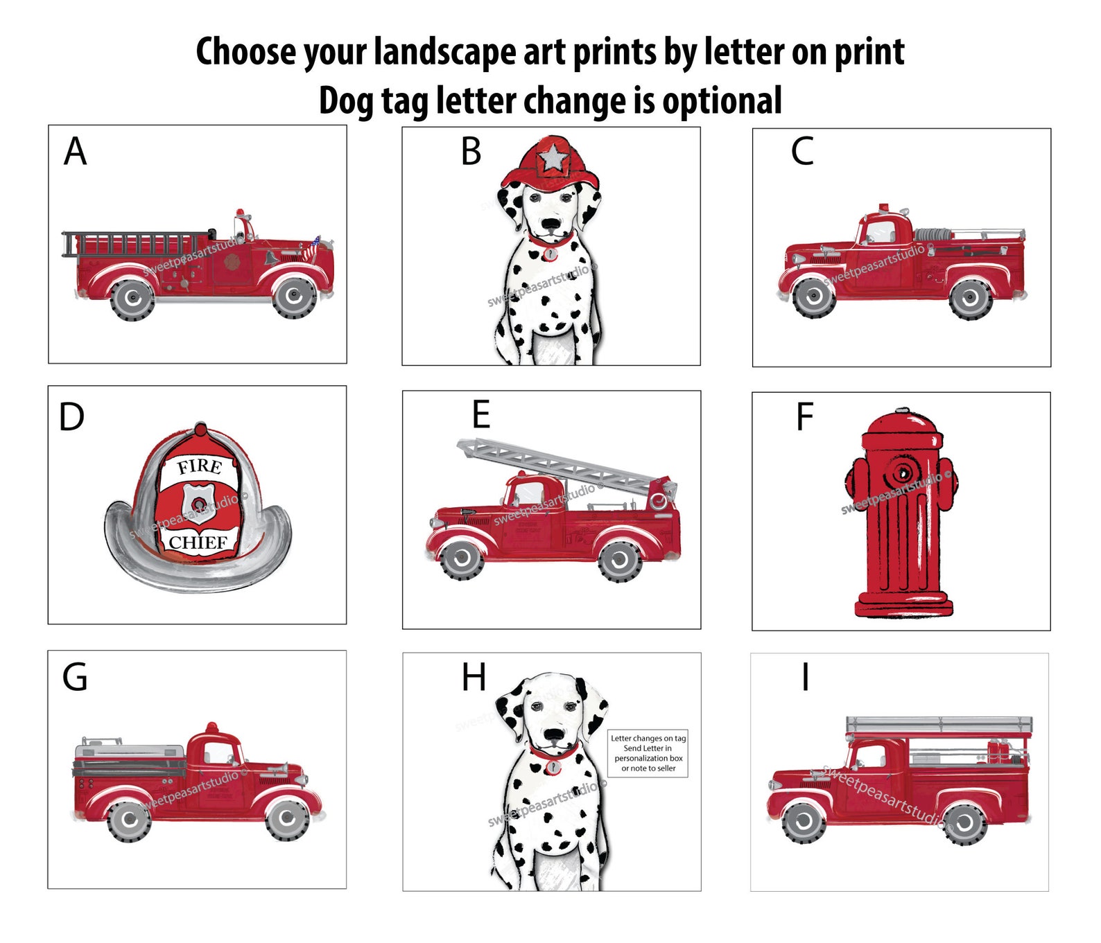 Fire Truck Art Decor Firetruck Dalmation Dog Art Boy - Etsy