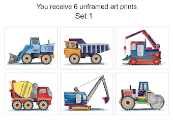 Construction Trucks Wall Art Decor for boy toddler bedding