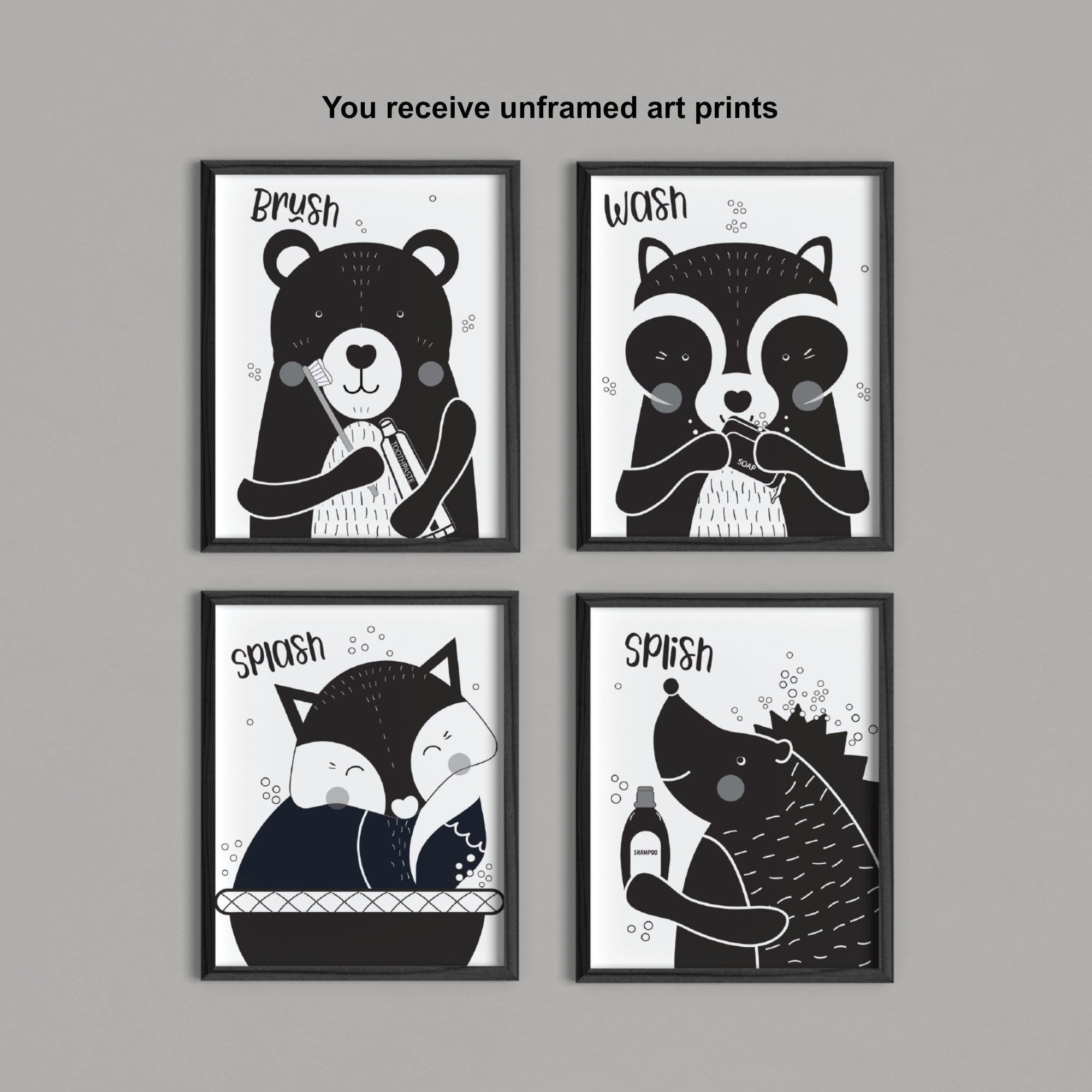 Woodland Bathroom Art Kids Bathroom Wall Art Prints for Etsy Ireland