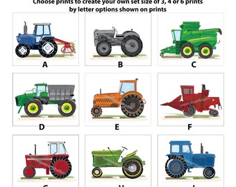 Tractor Wall Art Decor, Farm Tractor Artwork for Boy Tractor Bedding