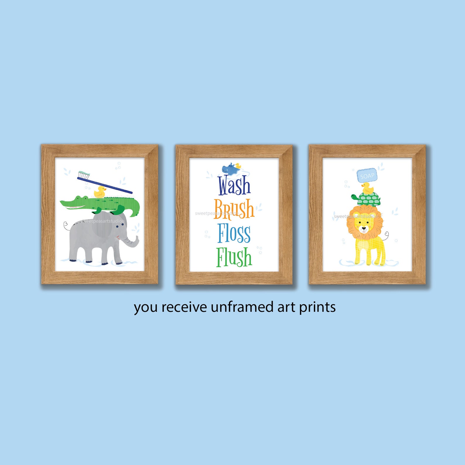 Animal Safari Art Bathroom Wall Art Prints for Kids Bathroom Etsy