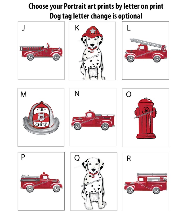 Fire Truck Art Decor Firetruck Dalmation Dog Art Boy - Etsy