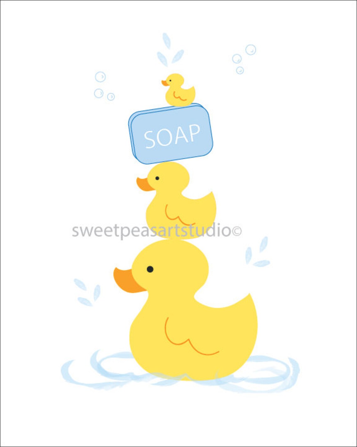 Yellow Rubber Duck Bathroom Duckie Wall Art Prints for Kids - Etsy