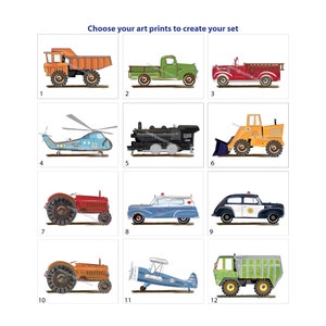 Transportation Art for boys nursery room vintage vehicle Wall Decor,42 options
