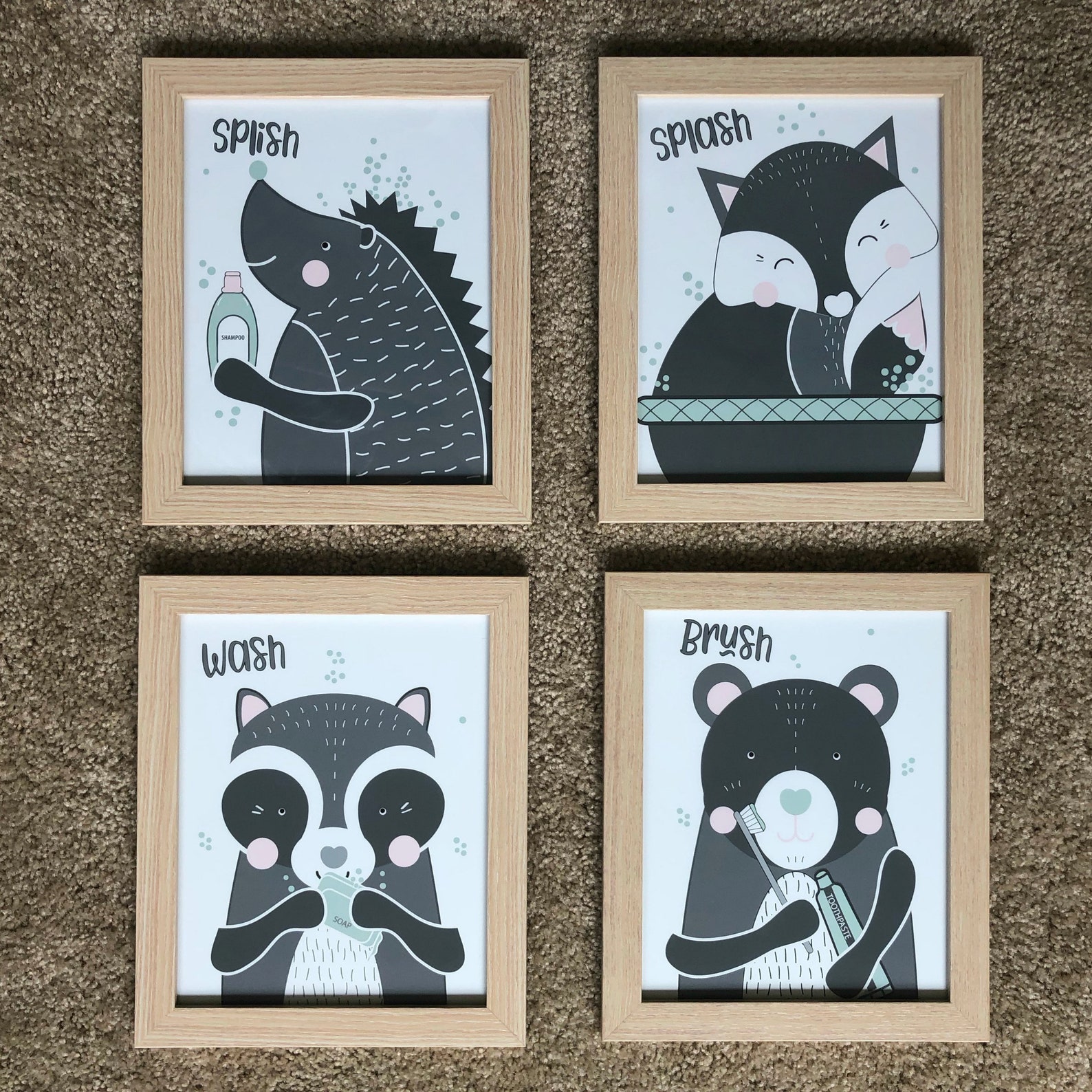 Woodland Bathroom Art Kids Bathroom Wall Art Prints for Etsy