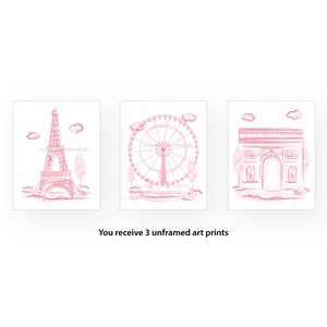 Paris Art Eiffel tower,landmarks art prints for girls Paris bedding bedroom