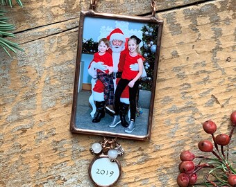 Custom Photo Ornament with Personalized Charm