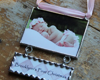 First Christmas Photo Ornament, Baby's First Christmas Ornament, Birth Announcement Ornament, New Baby Photo Keepsake