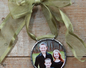 Custom Round Soldered Glass Photo Ornament