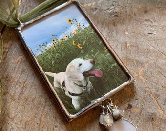 Adorno fotográfico personalizado, recuerdo fotográfico de vidrio personalizado, adorno de vidrio soldado, adorno fotográfico de doble cara, regalo conmemorativo