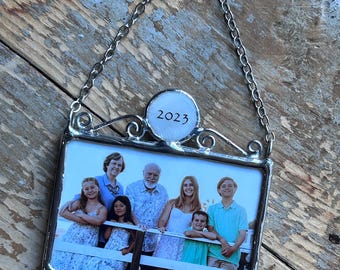 Custom Holiday Photo Ornament, Personalized Charm, Copper or Silver Finish