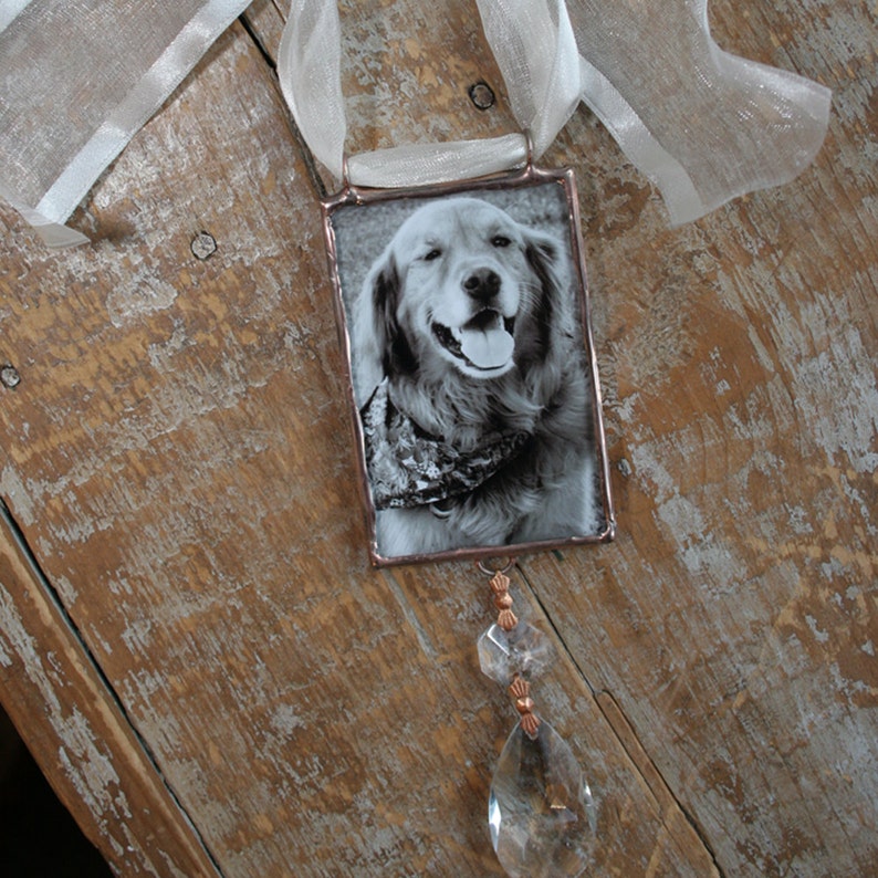 Personalized Dog Cat Christmas Ornament In Loving Memory Dog Photo Ornament with chandelier drop Pet Photo Ornament